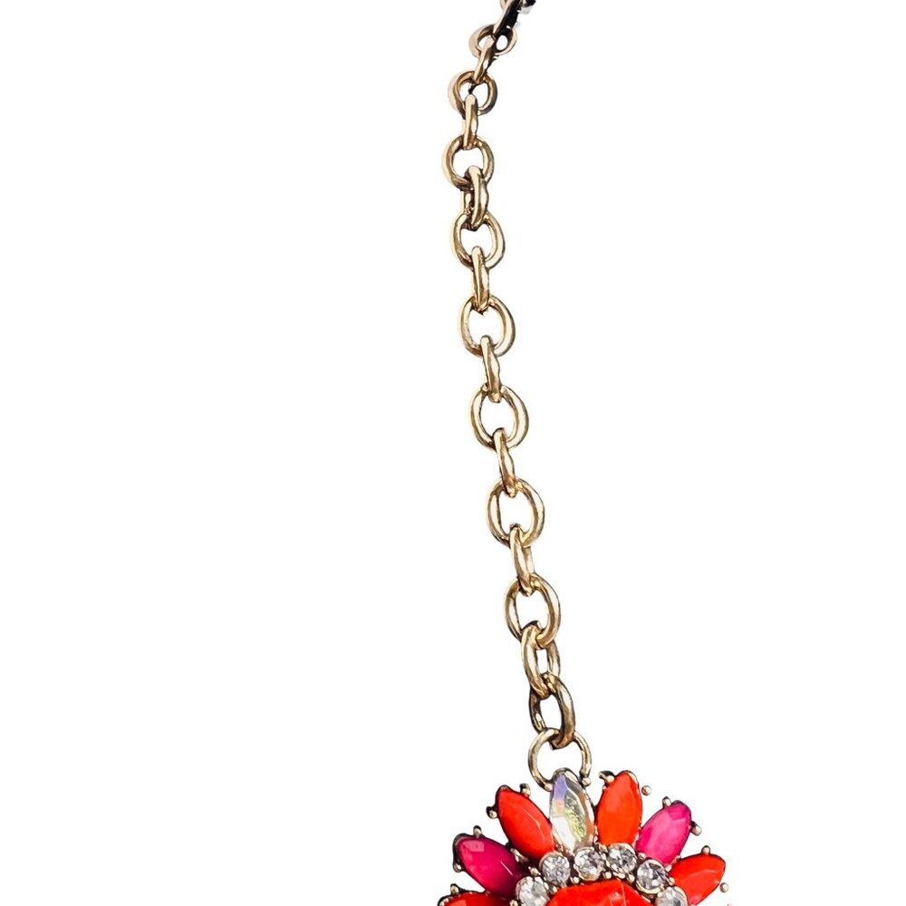 Susan Graver Gold Tone, Red And Pink Floral Statement Necklace (6268) - Picture 6 of 9